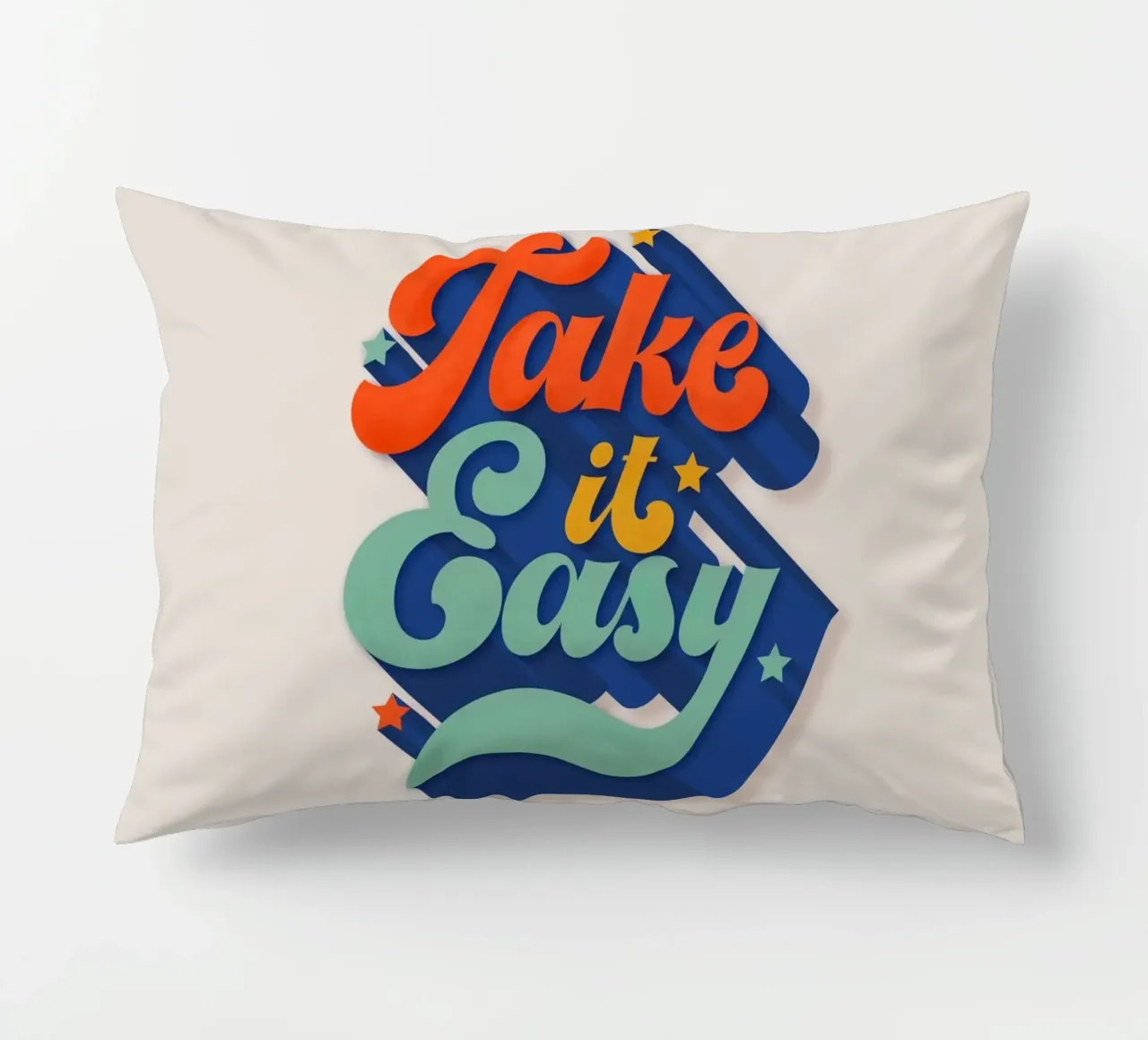 Take It Easy – Retro Typography Print Kissen von showmemars