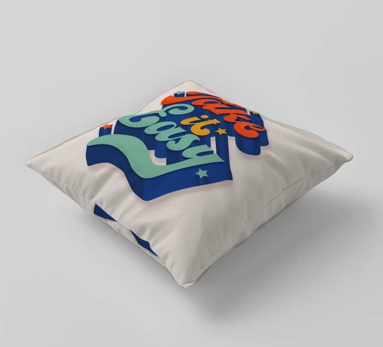 Take It Easy – Retro Typography Print Kissen von showmemars