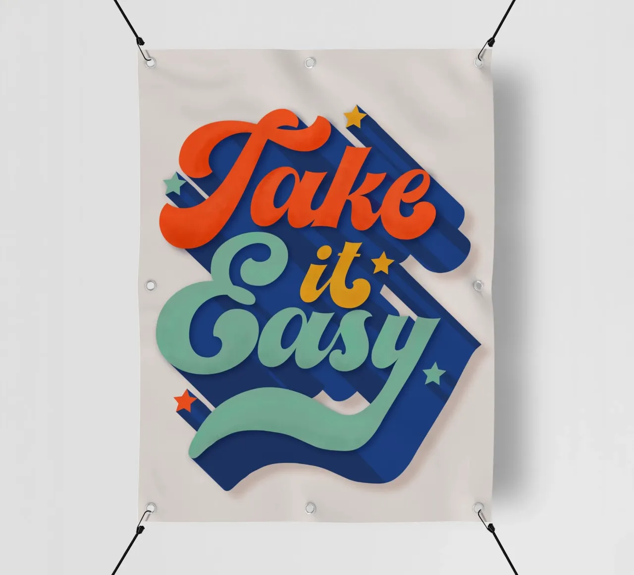 Take It Easy – Retro Typography Print telo in pvc da showmemars