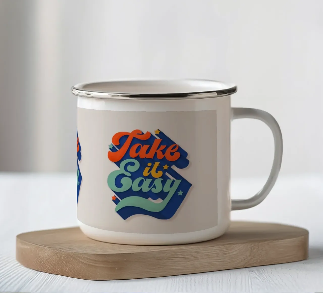 Take It Easy – Retro Typography Print tazza in smalto da showmemars