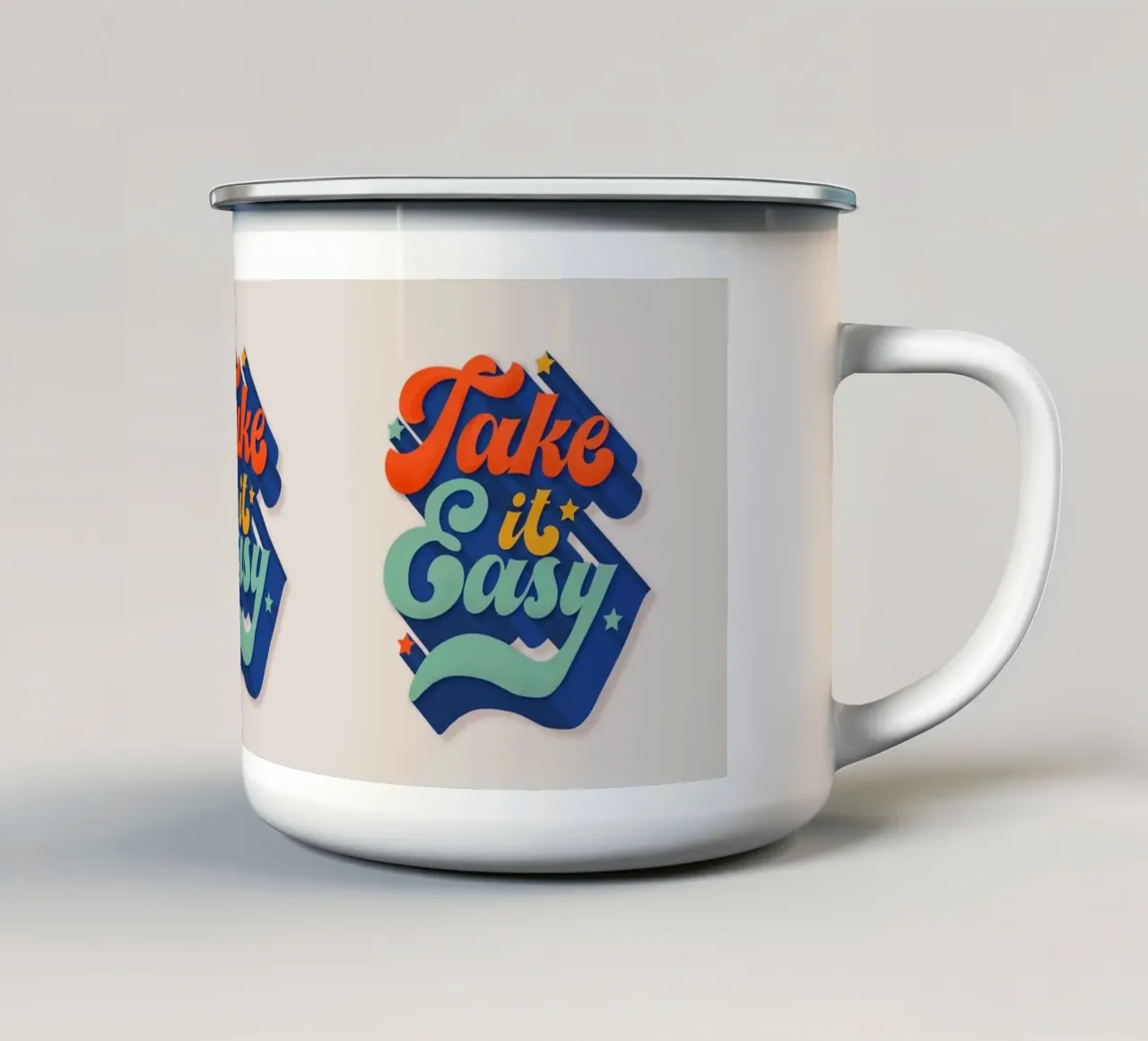 Take It Easy – Retro Typography Print tazza in smalto da showmemars