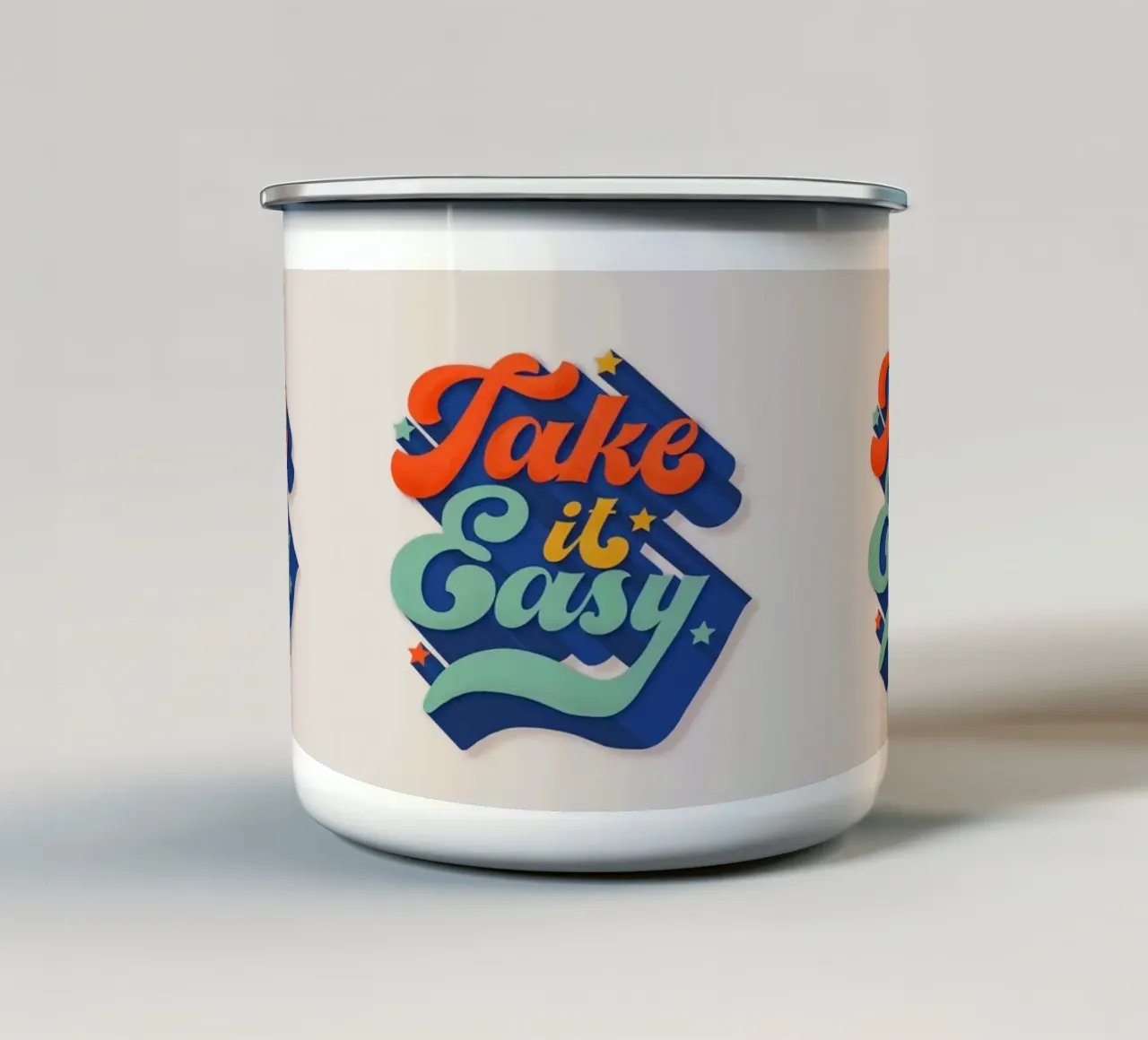 Take It Easy – Retro Typography Print tazza in smalto da showmemars