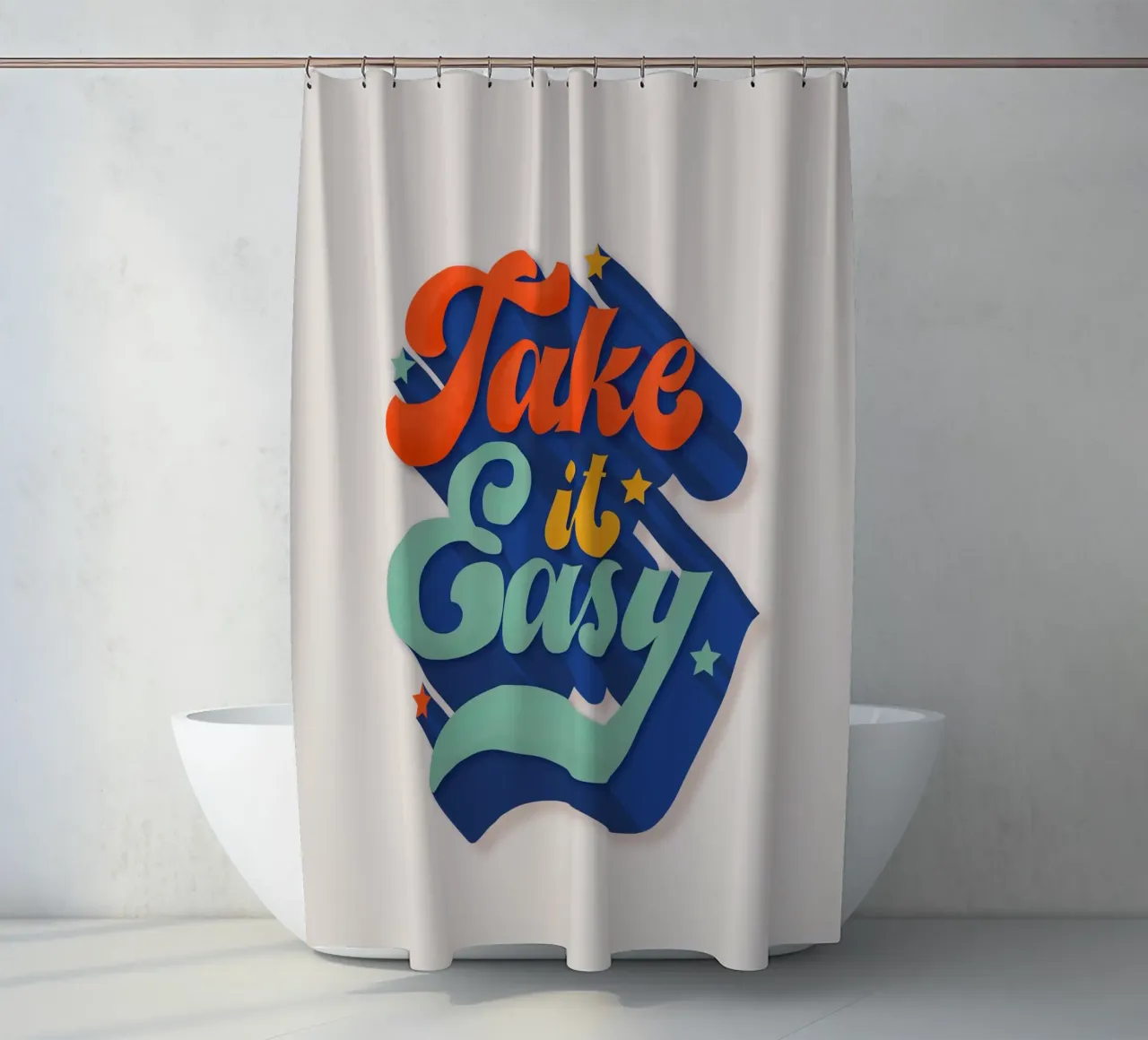 Take It Easy – Retro Typography Print tenda da doccia da showmemars