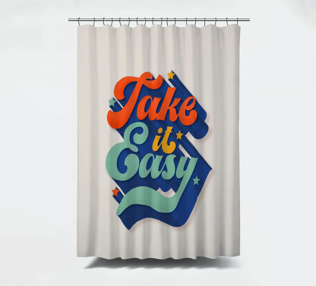 Take It Easy – Retro Typography Print tenda da doccia da showmemars