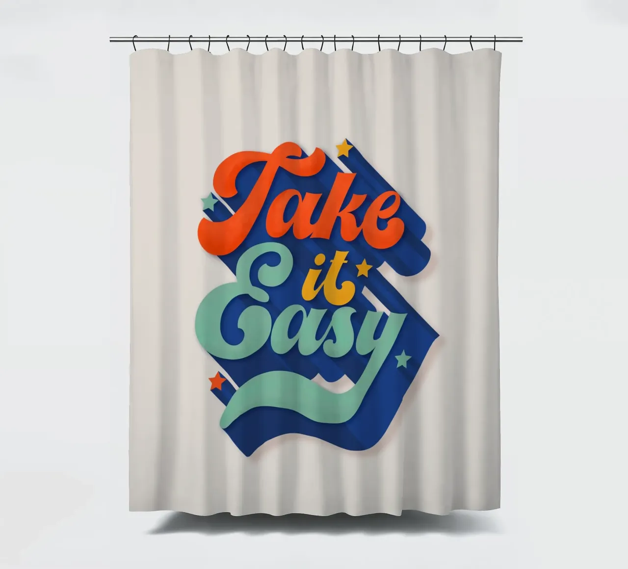 Take It Easy – Retro Typography Print tenda da doccia da showmemars
