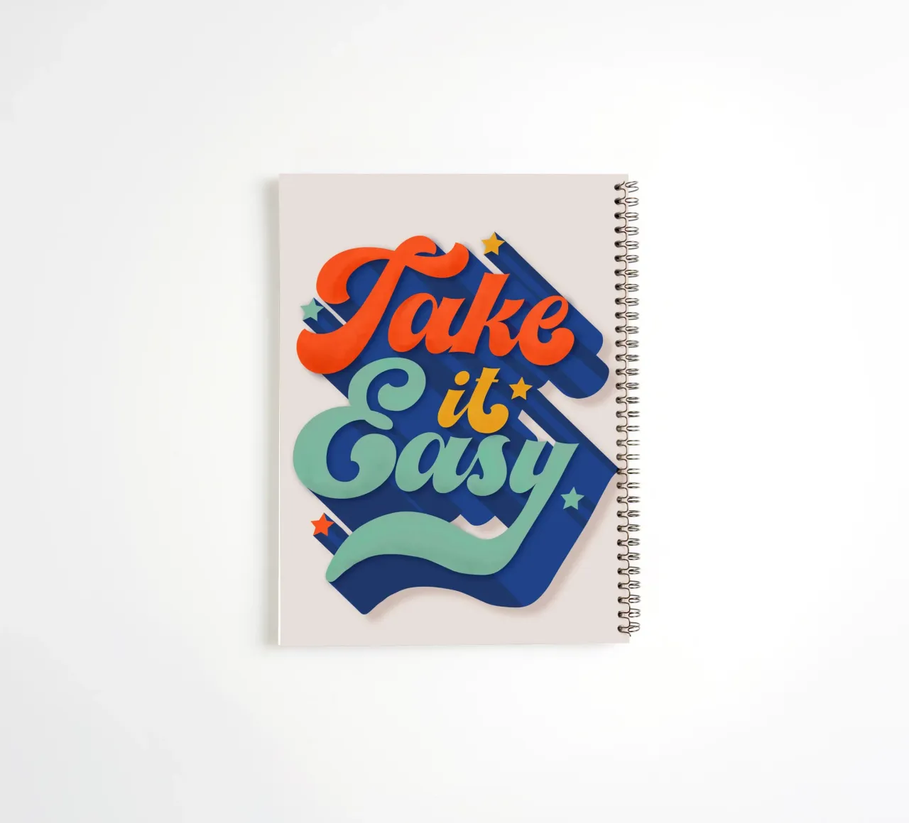 Take It Easy – Retro Typography Print diario ad anelli da showmemars