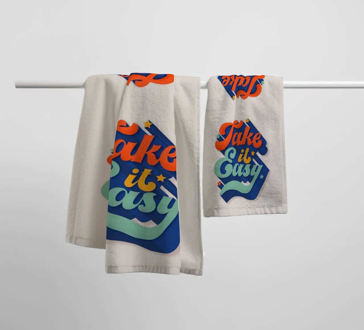 Take It Easy – Retro Typography Print asciugamano da bagno da showmemars