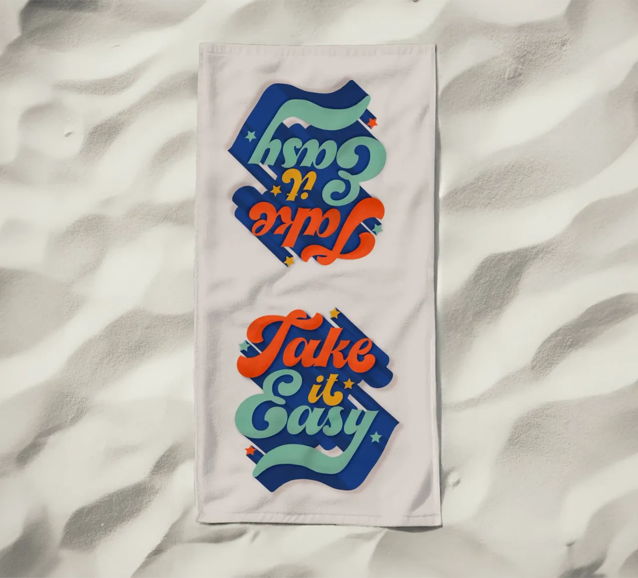 Take It Easy – Retro Typography Print telo mare da showmemars