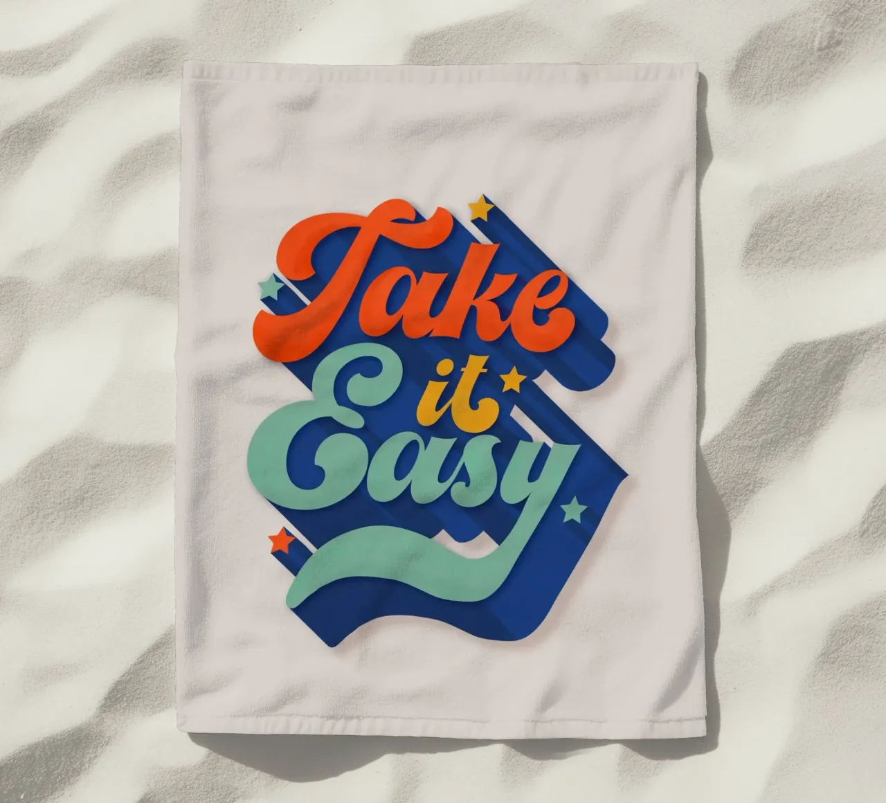 Take It Easy – Retro Typography Print telo mare da showmemars