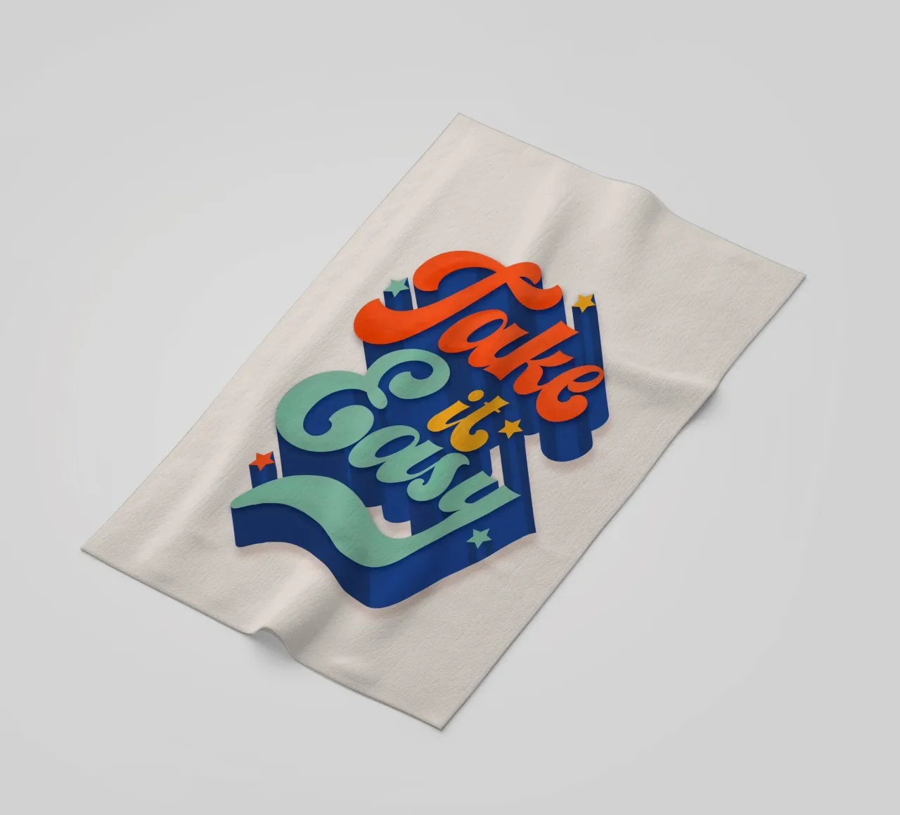 Take It Easy – Retro Typography Print telo mare da showmemars