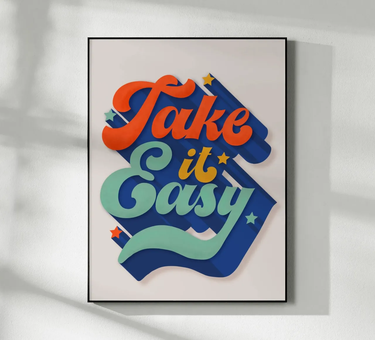 Take It Easy – Retro Typography Print plexiglass da showmemars