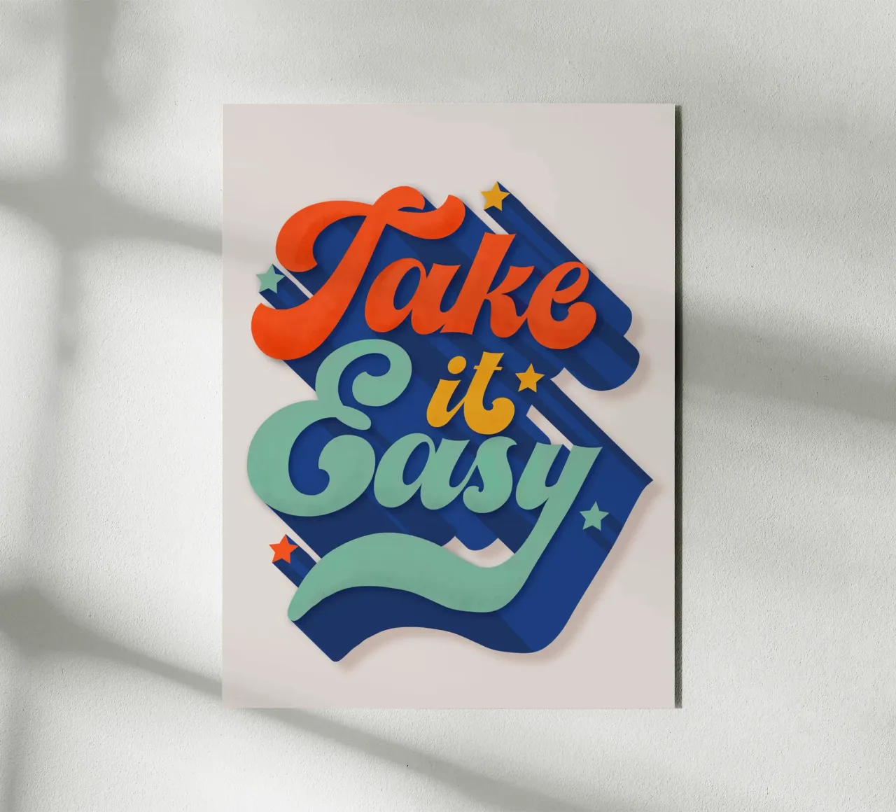 Take It Easy – Retro Typography Print alluminio dibond da showmemars