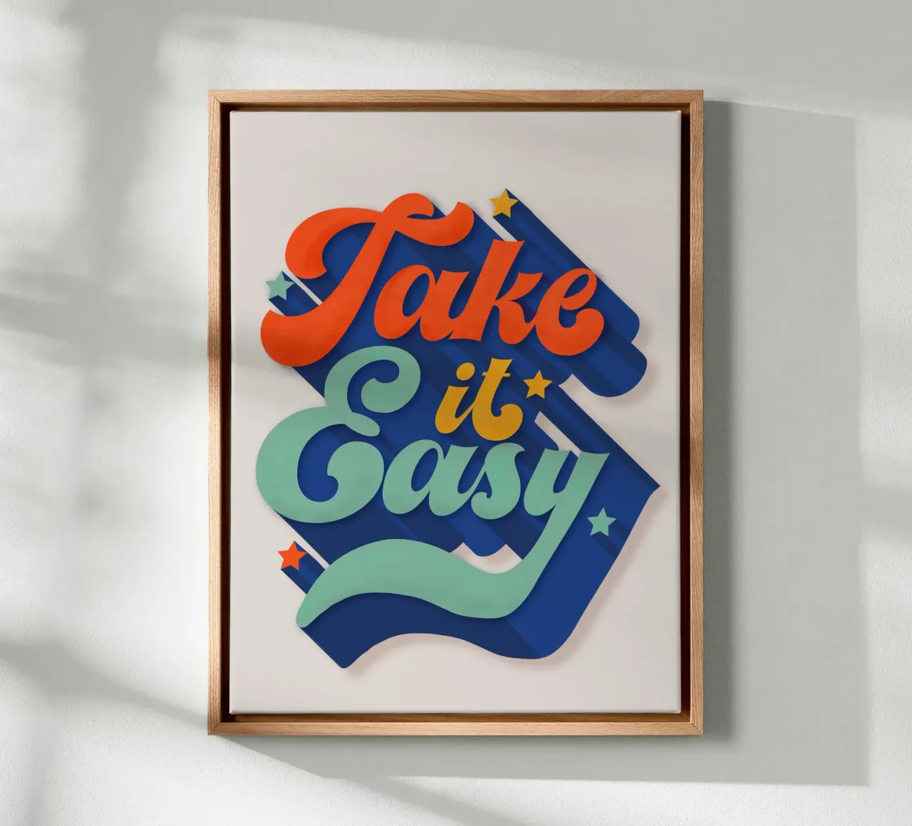 Take It Easy – Retro Typography Print tela da showmemars