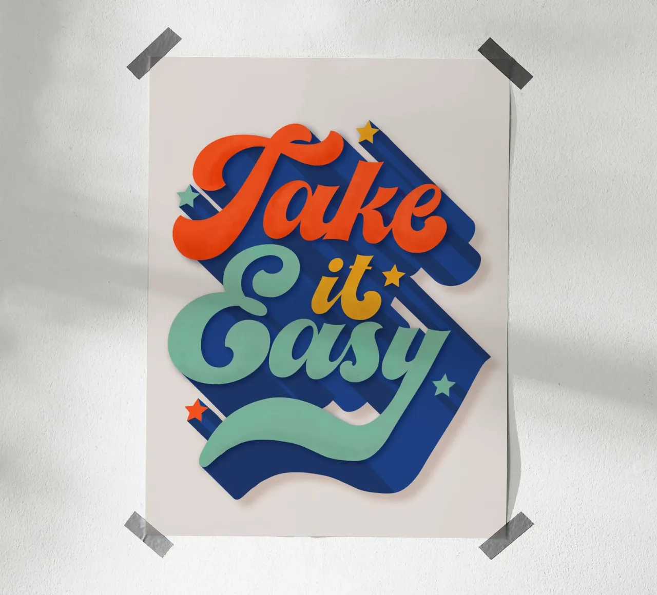 Take It Easy – Retro Typography Print carta hahnemühle da showmemars