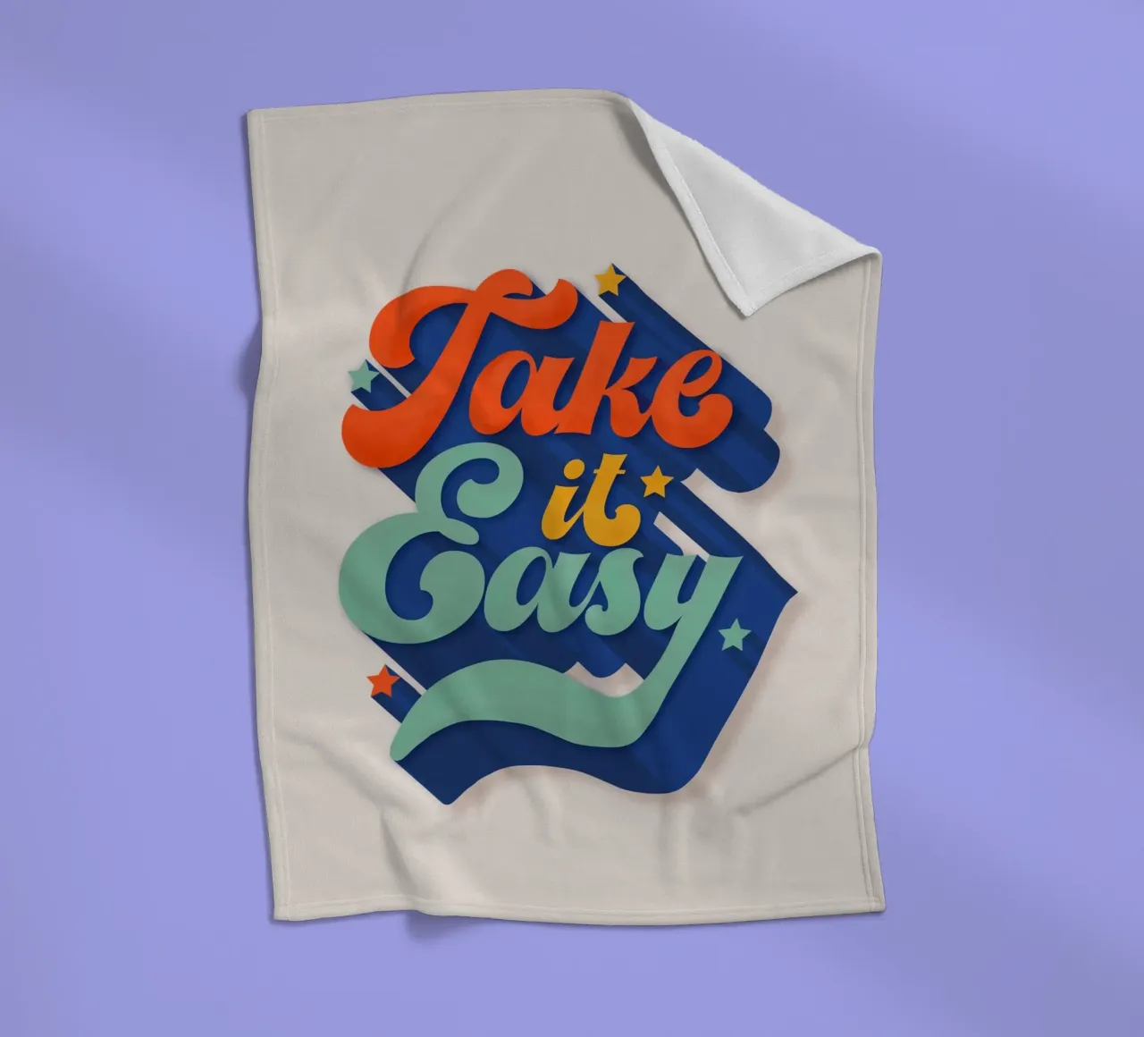 Take It Easy – Retro Typography Print coperta in pile da showmemars