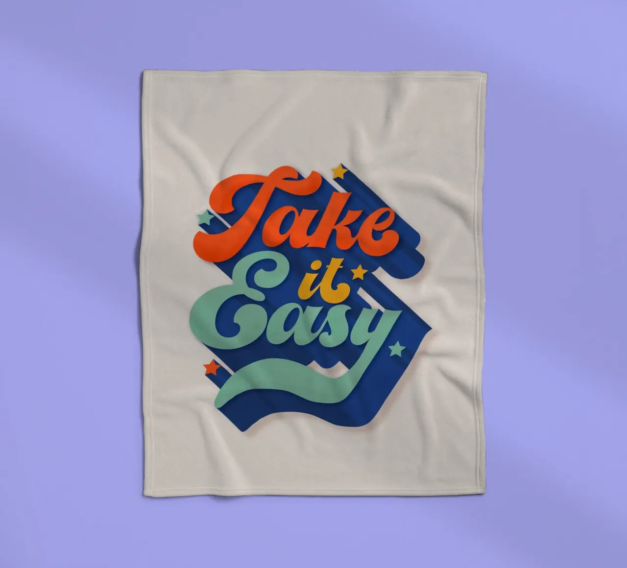 Take It Easy – Retro Typography Print coperta in pile da showmemars
