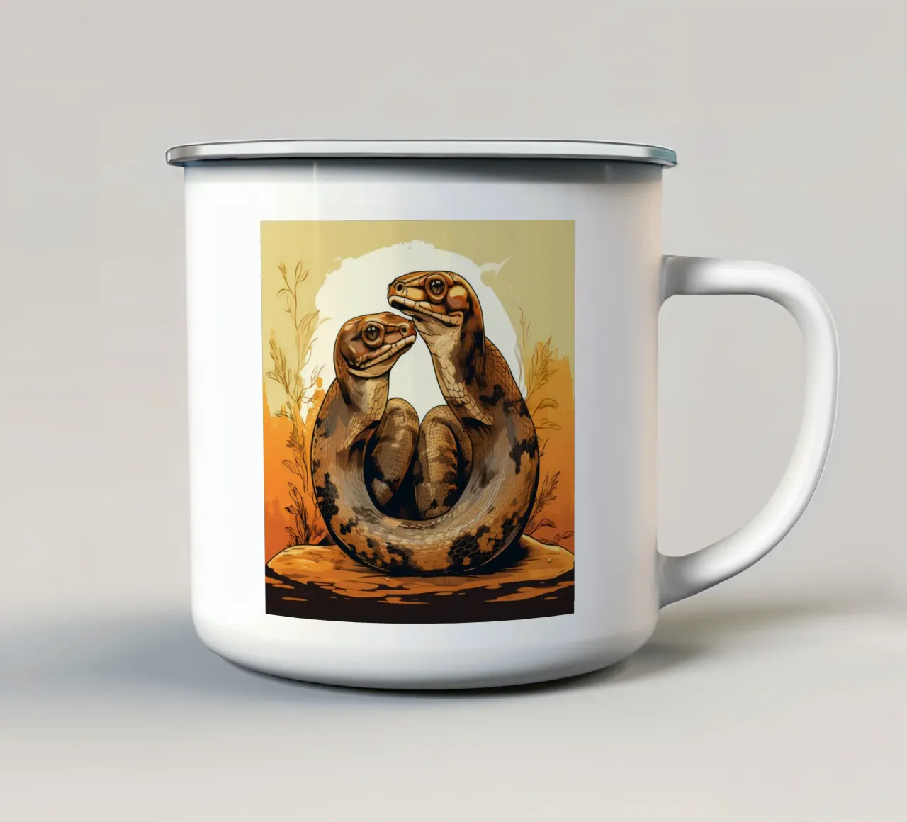 Duo di Boa Constrictor retrò tazza in smalto da Funny Animals