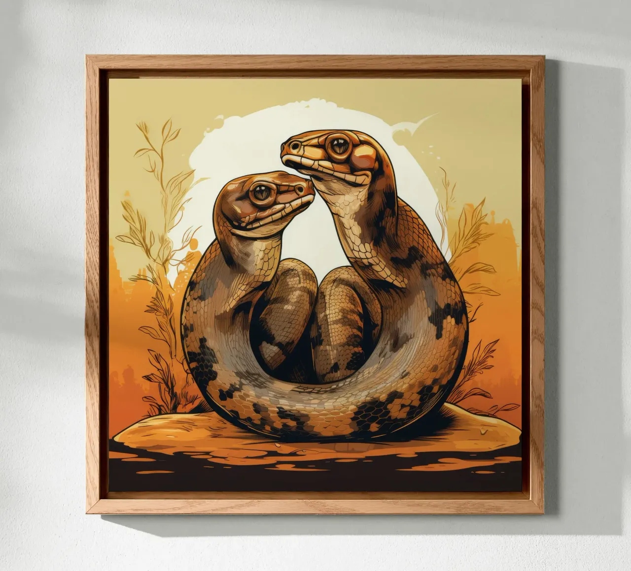 Duo di Boa Constrictor retrò alluminio dibond da Funny Animals