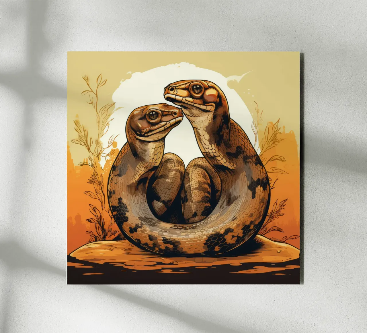 Duo di Boa Constrictor retrò alluminio dibond da Funny Animals
