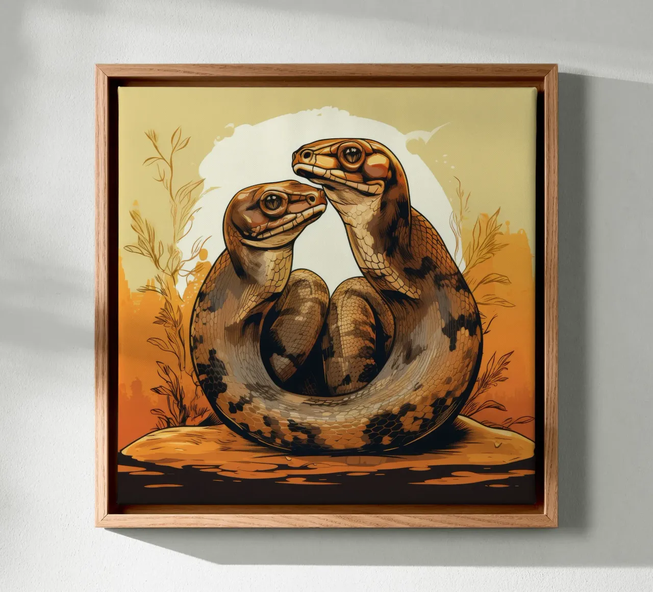 Retro Boa Constrictor Duo canvas by Funny Animals