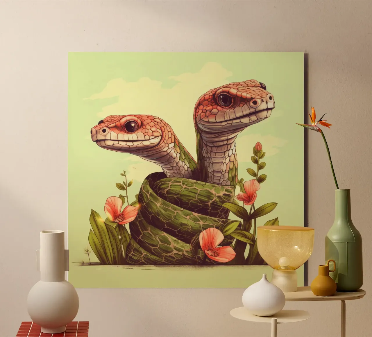 Duo di Boa Constrictor retrò alluminio dibond da Funny Animals