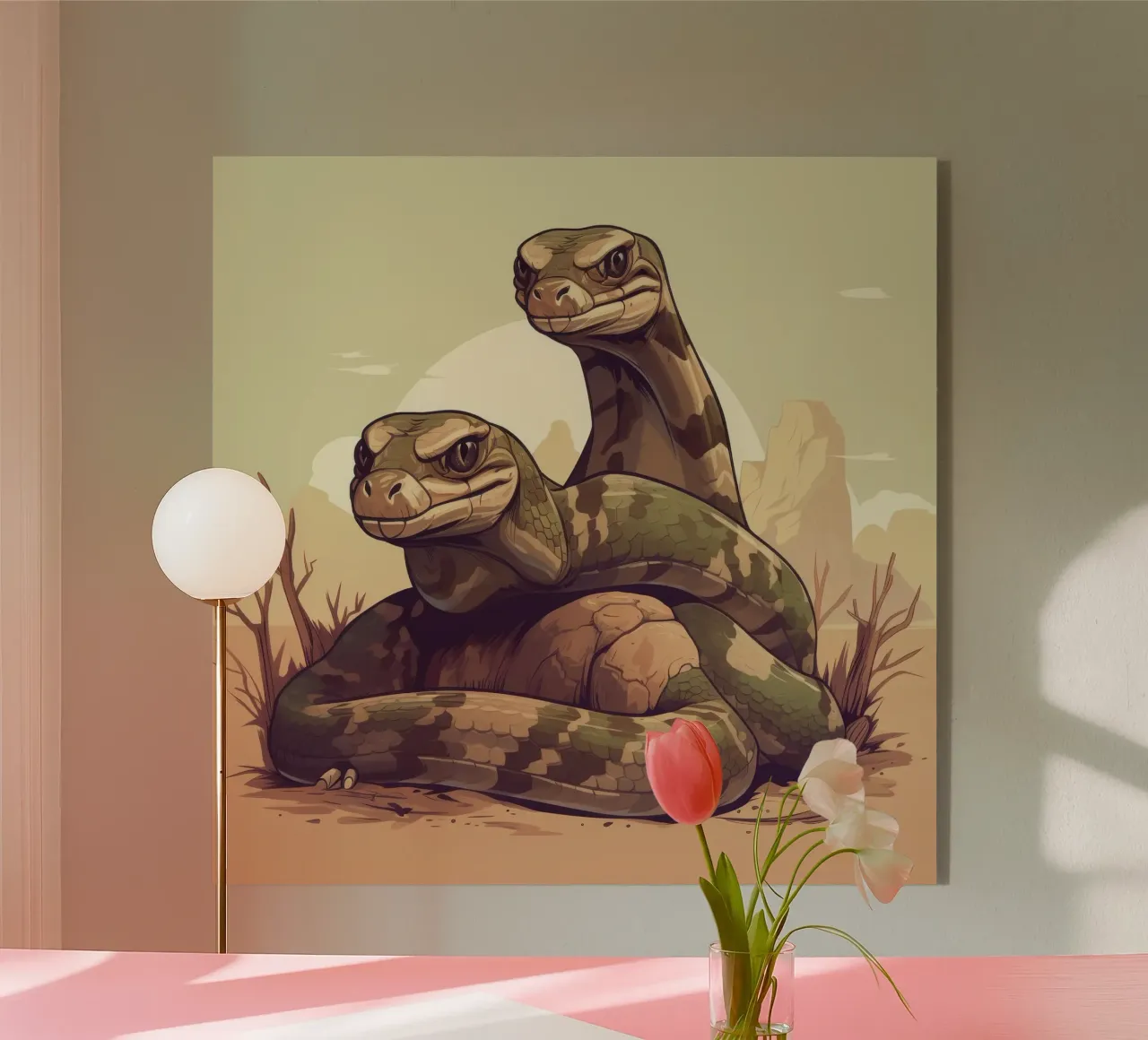 Duo di Boa Constrictor retrò plexiglass da Funny Animals