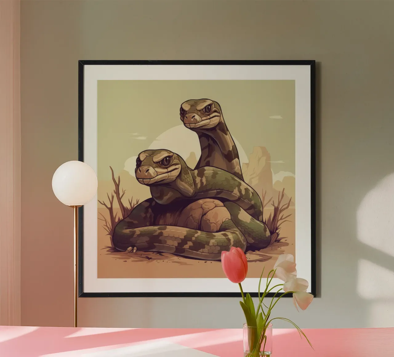 Duo di Boa Constrictor retrò carta hahnemühle da Funny Animals