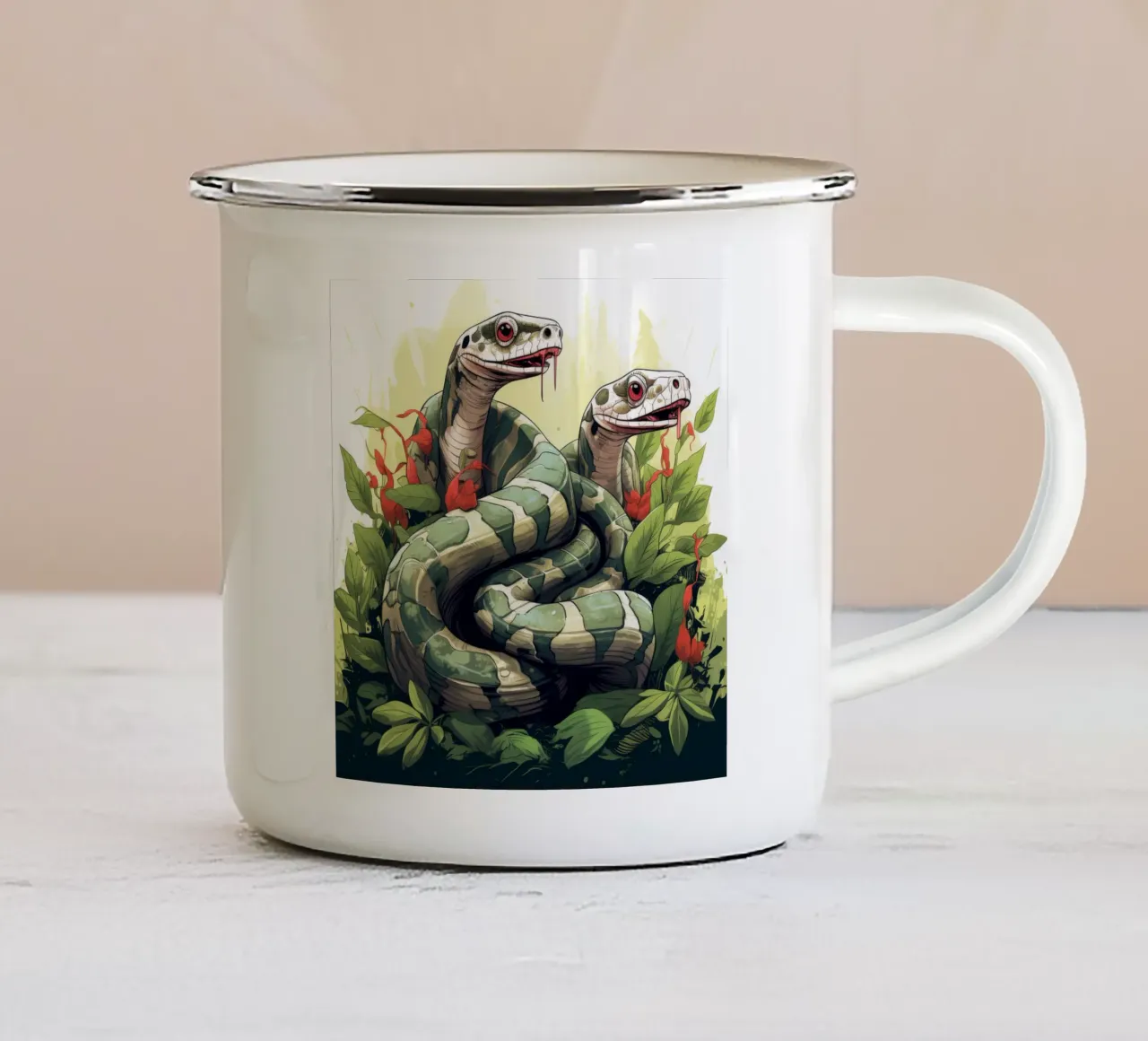 Cartoni animati retrò divertenti Boa Constrictors carino tazza in smalto da Funny Animals