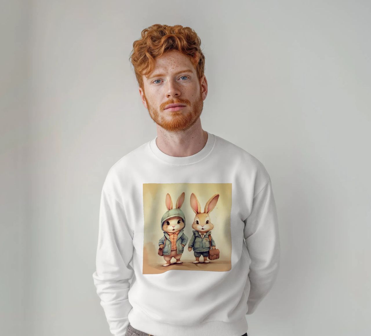 Dúo de conejitos retro sudadera de Funny Animals