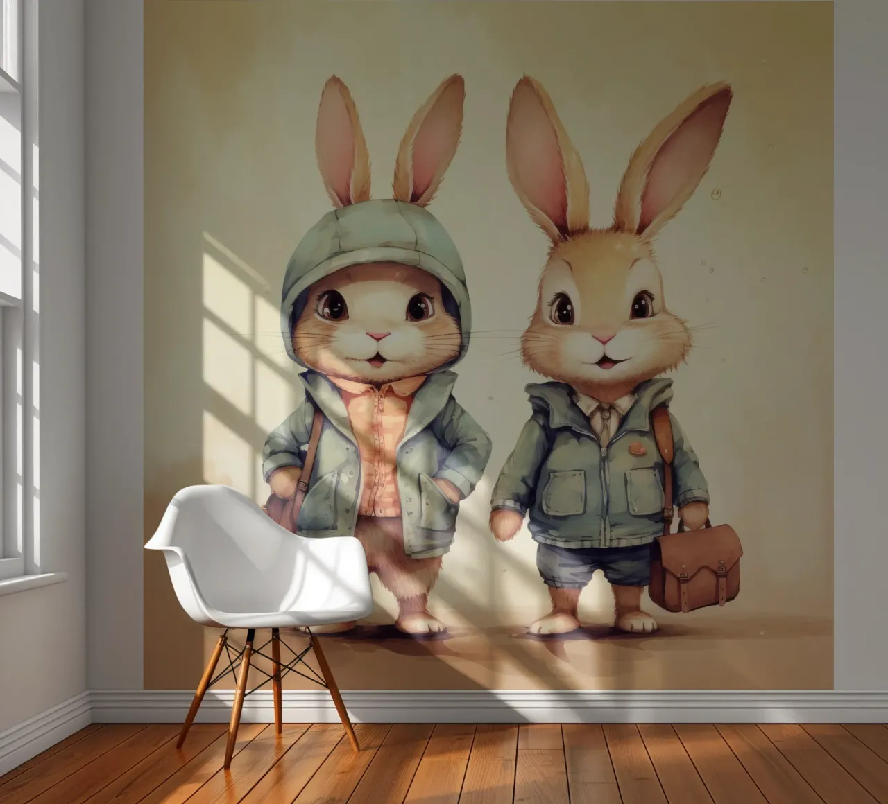 Retro Bunny Duo photo wallpaper by Funny Animals