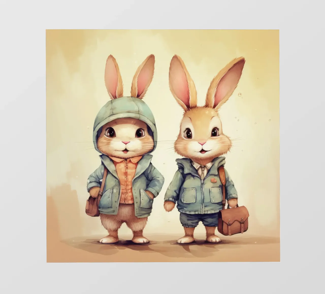 Retro Bunny Duo pvc cover by Funny Animals