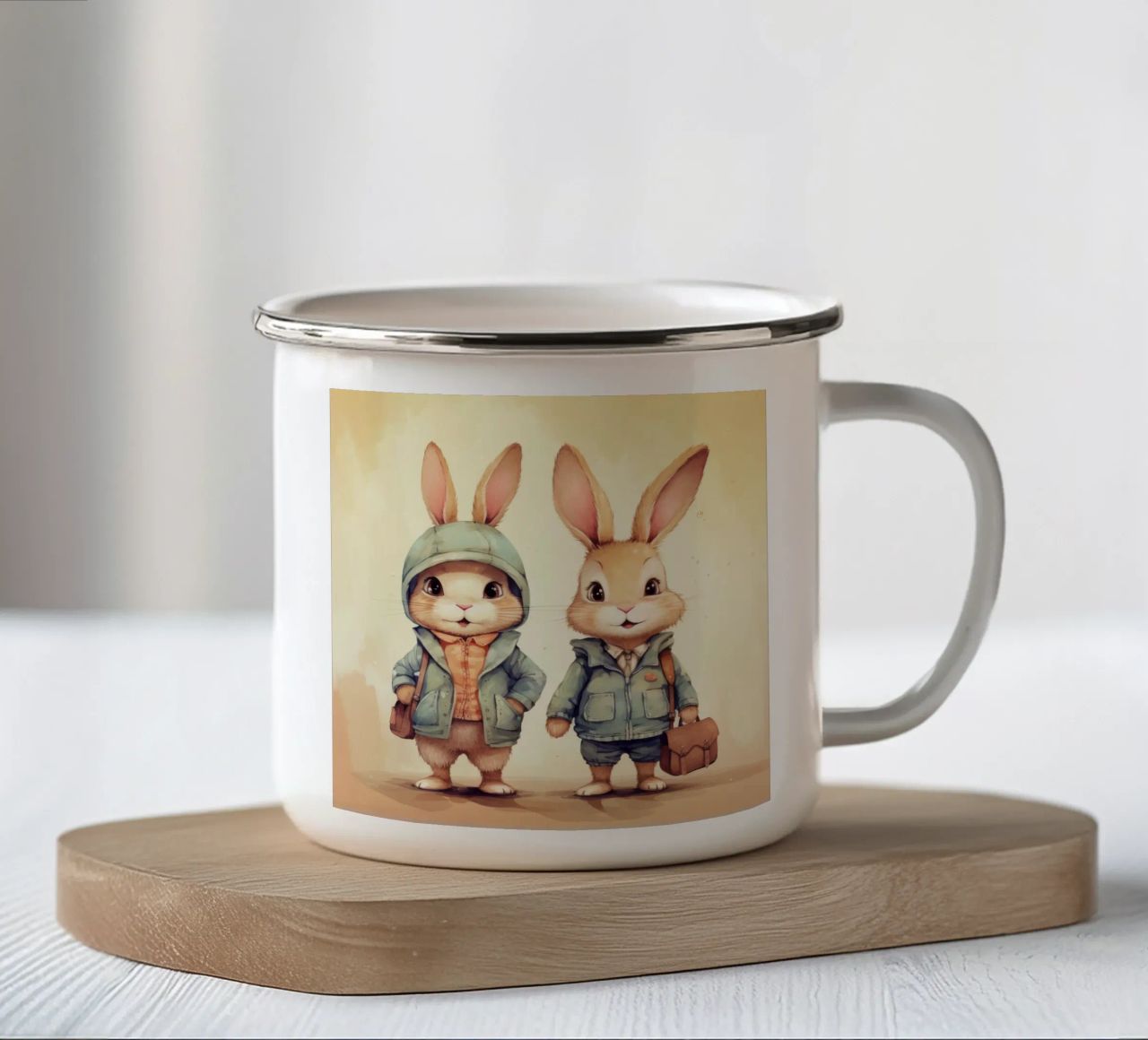 Retro Bunny Duo tazza in smalto da Funny Animals