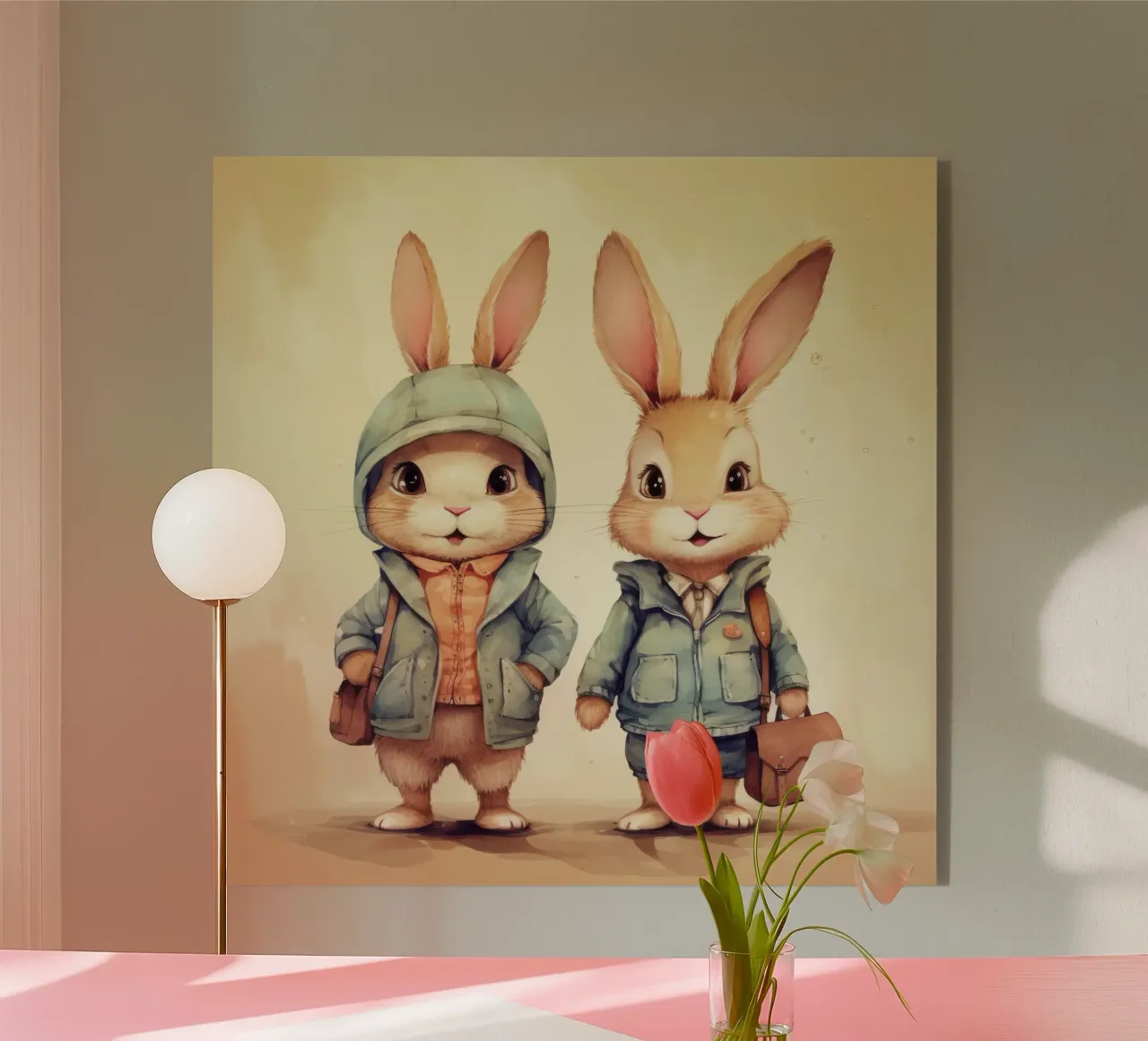 Retro Bunny Duo acrylic glass by Funny Animals