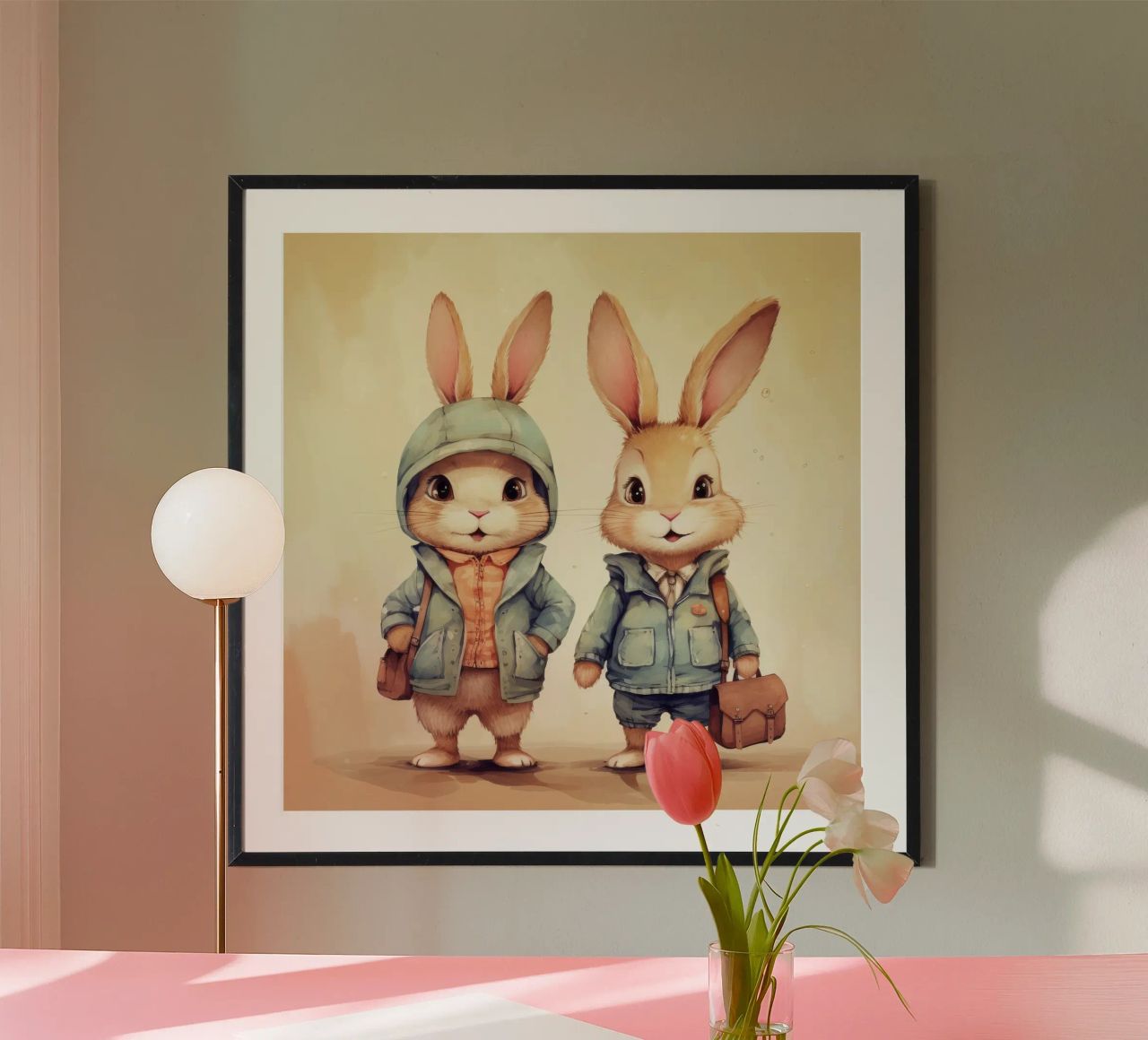 Retro Bunny Duo Poster von Funny Animals