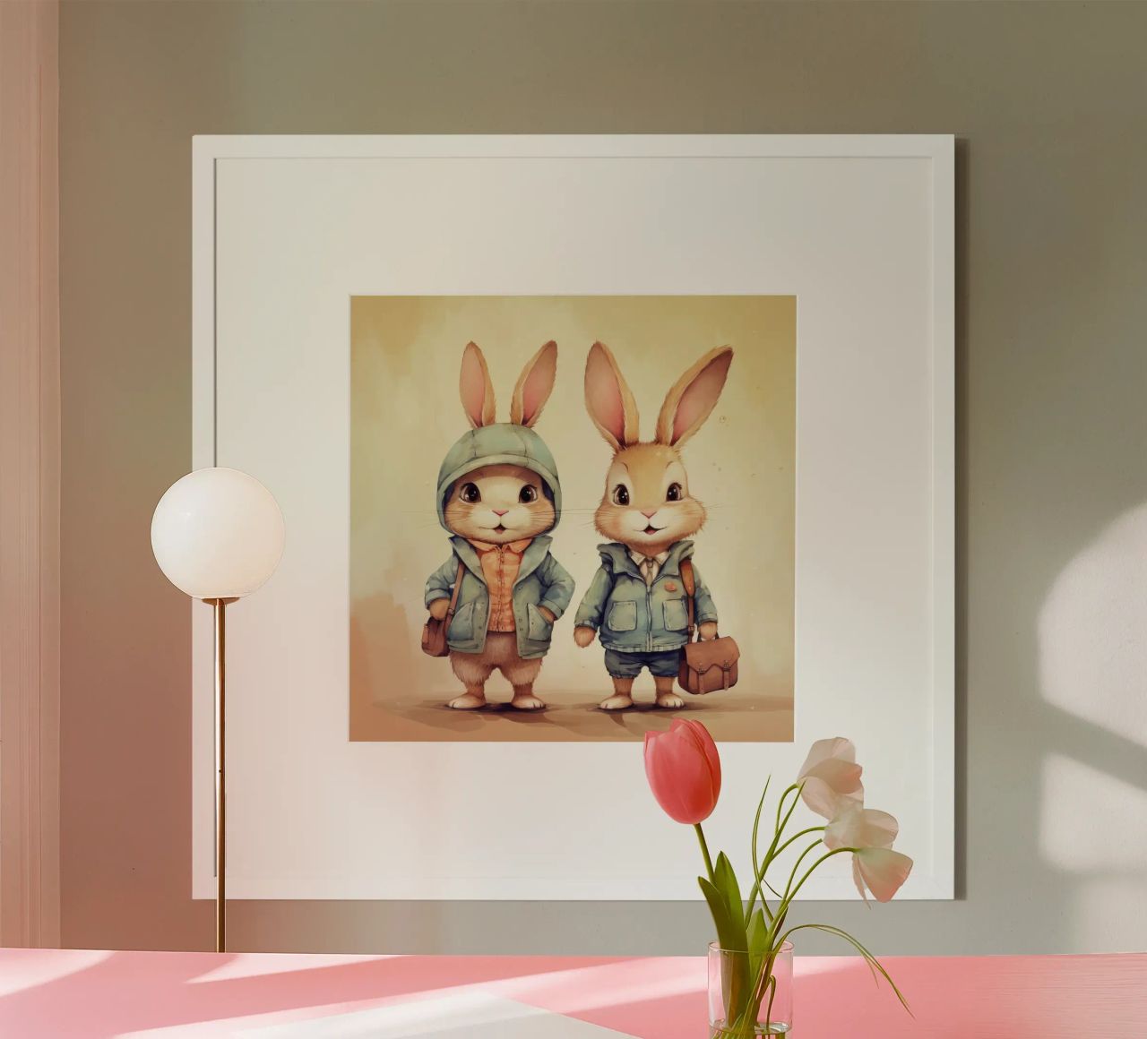 Retro Bunny Duo Poster von Funny Animals
