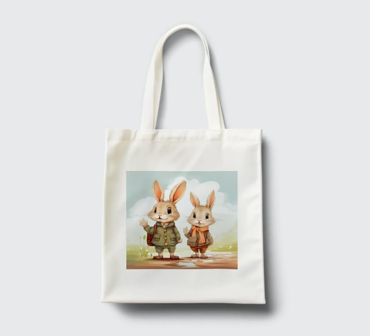 Retro Bunny Duo tote bag by Funny Animals
