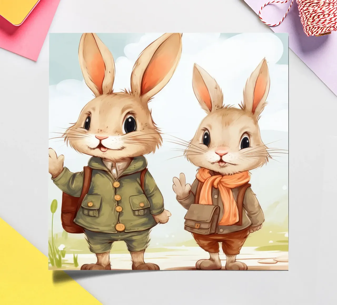 Retro Bunny Duo sticker sheet by Funny Animals