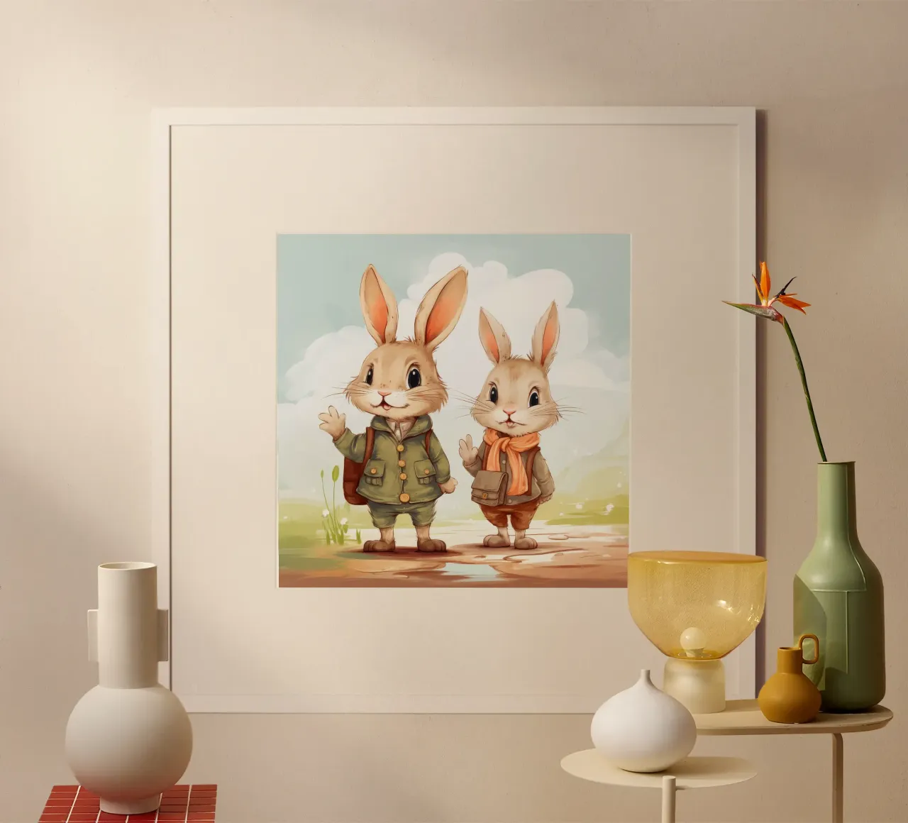 Retro Bunny Duo poster da Funny Animals