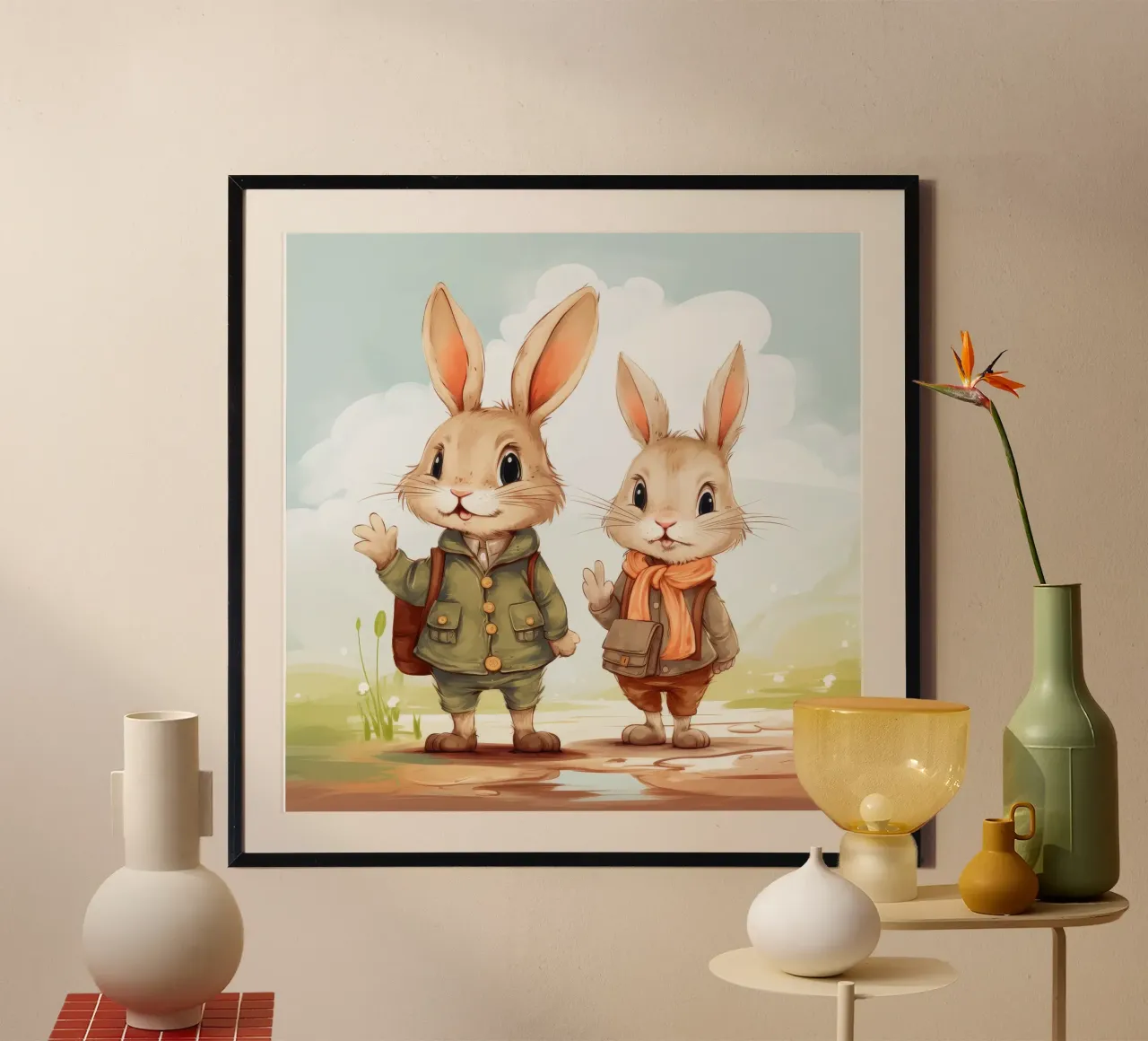 Retro Bunny Duo poster da Funny Animals
