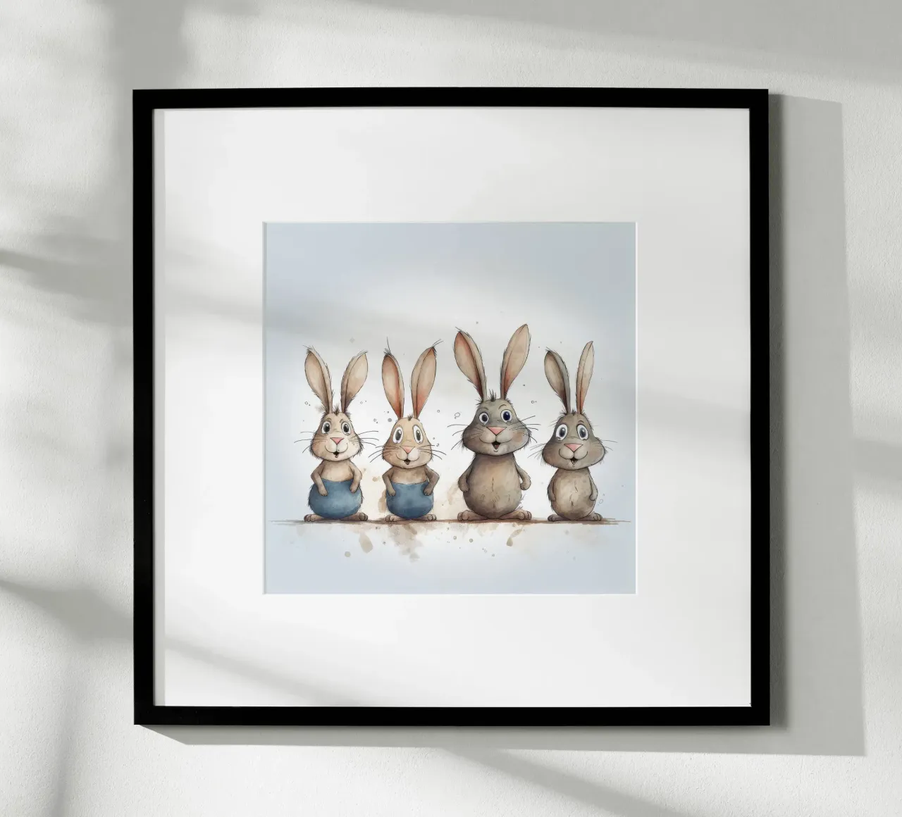 Retro Bunny Gang poster con telaio in legno da Funny Animals