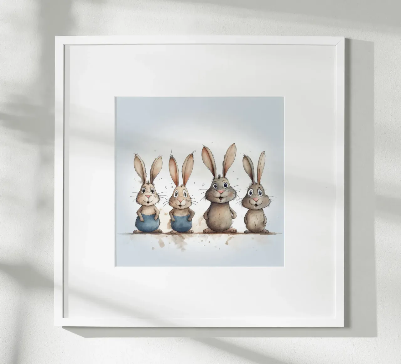 Retro Bunny Gang poster con telaio in legno da Funny Animals
