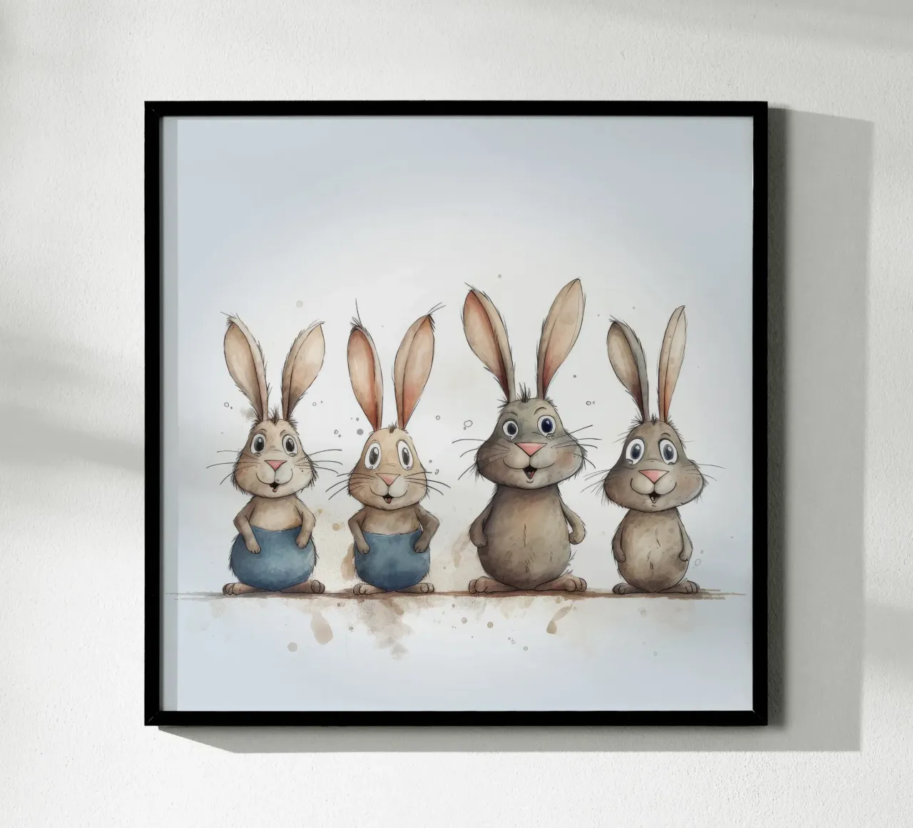 Retro Bunny Gang poster con telaio in legno da Funny Animals