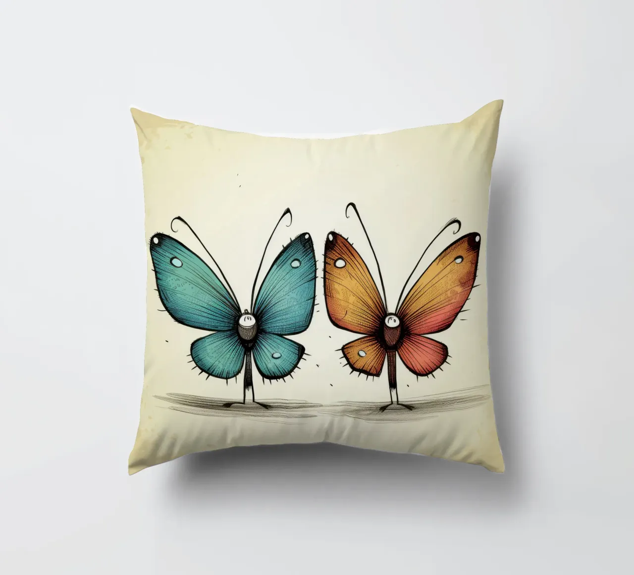 Retro Butterfly Duo decorative cushion by Funny Animals