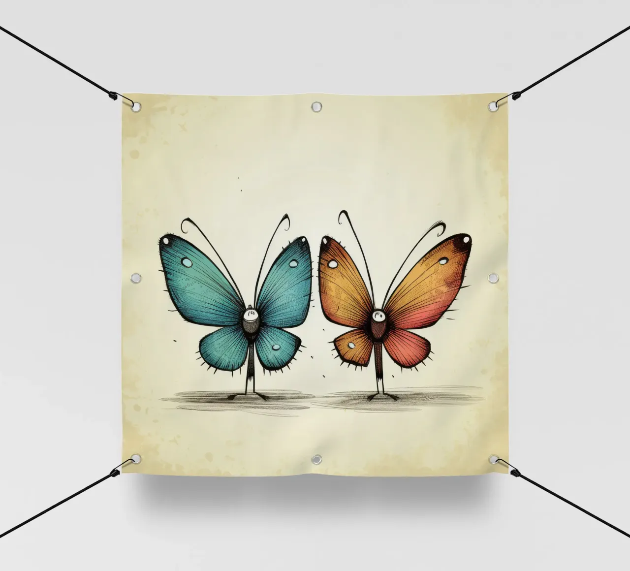Retro Butterfly Duo pvc cover by Funny Animals