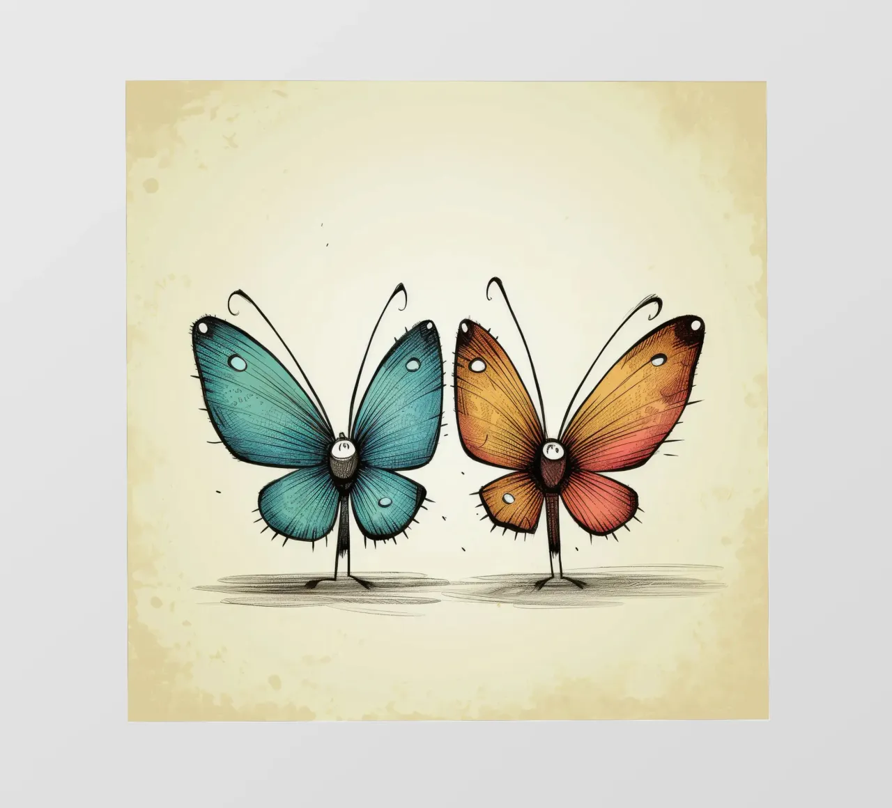 Retro Butterfly Duo pvc cover by Funny Animals