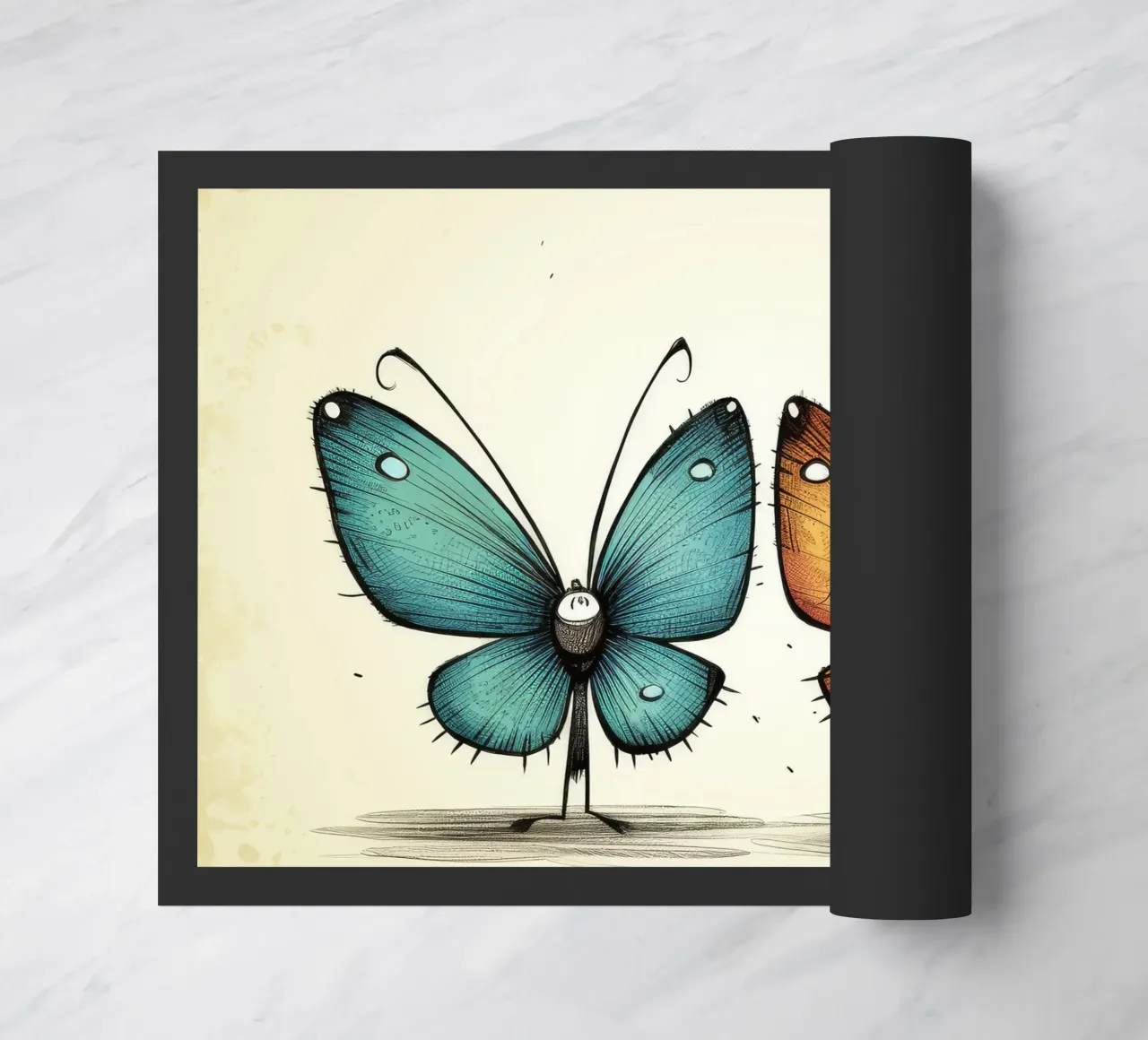 Retro Butterfly Duo doormat by Funny Animals
