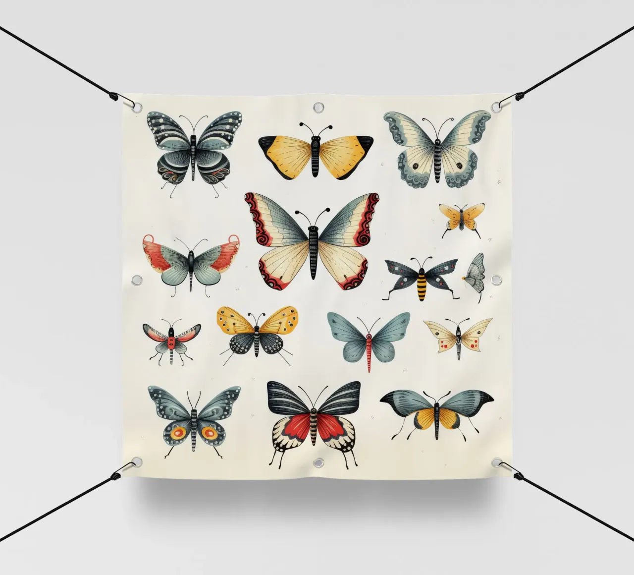 Cartoni animati retrò Funny Cute Butterflies telo in pvc da Funny Animals