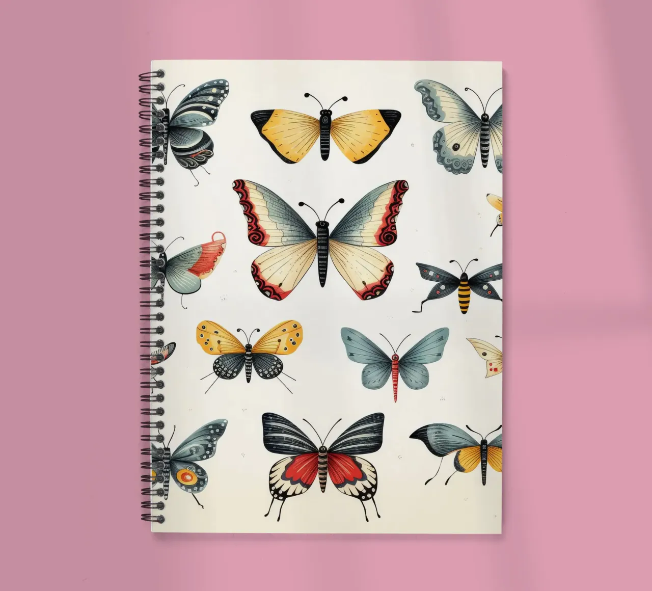 Dibujos animados retro divertidos de mariposas lindas cuaderno de espiral de Funny Animals