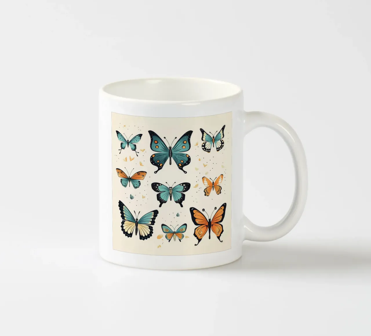 Retro-Schmetterlingsbande Keramik Tasse von Funny Animals