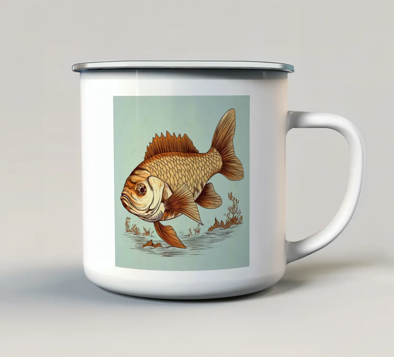 Carpa retrò tazza in smalto da Funny Animals